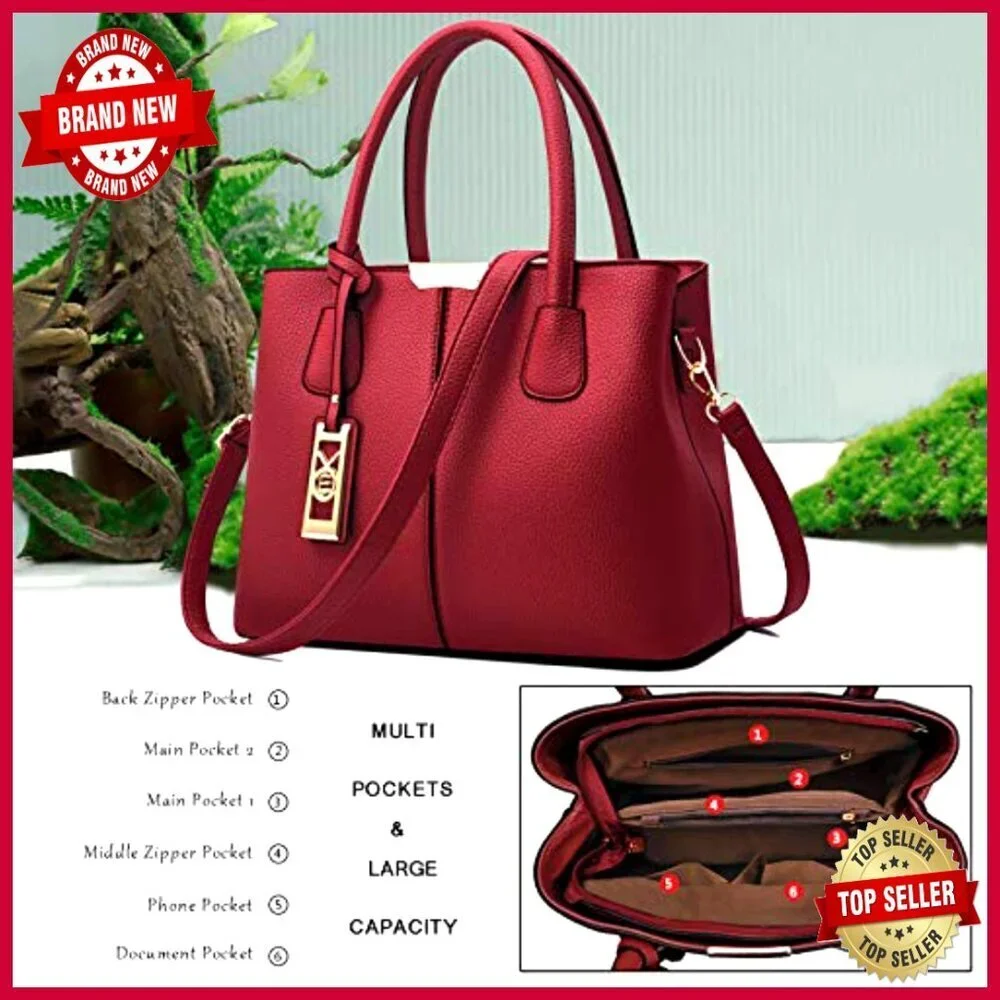 Medium PU Leather Satchel Tote with Removable Shoulder Strap